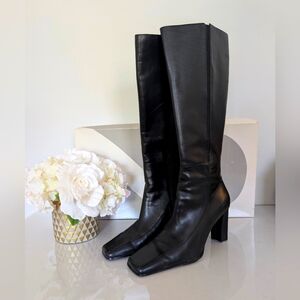 Anne Klein | Size 8.5 | Black Leather Knee-High Boots